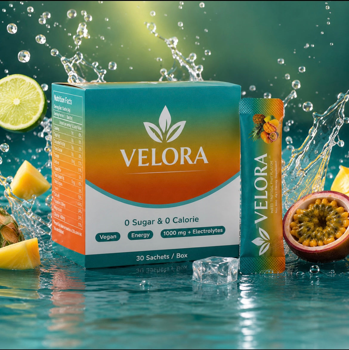 Velora Hydration Electrolyte sachets tropical flavour- 30 sachets